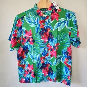 Tommy Bahama Mens Painterly Botanic Silk Camp Shirt Green XXL ST326465 NWT